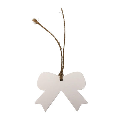 Etichete din hârtie în formă de fundă 5x6.5cm - alb (set 100 buc)