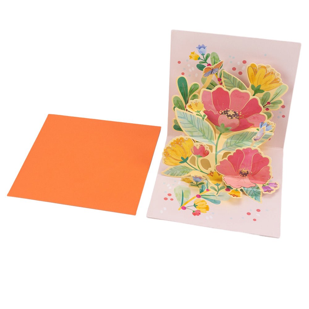 Felicitare 3D model floral - roz 13x13cm - CraftUp