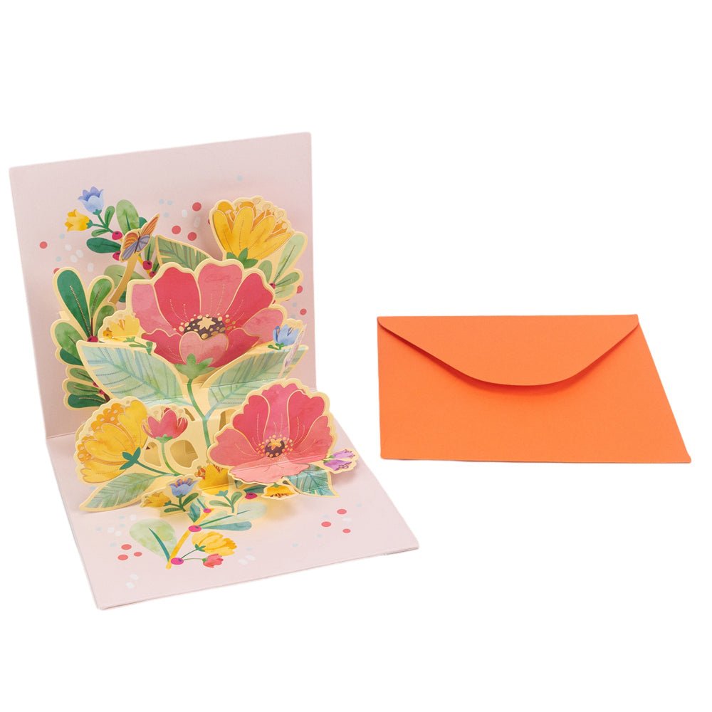 Felicitare 3D model floral - roz 13x13cm - CraftUp