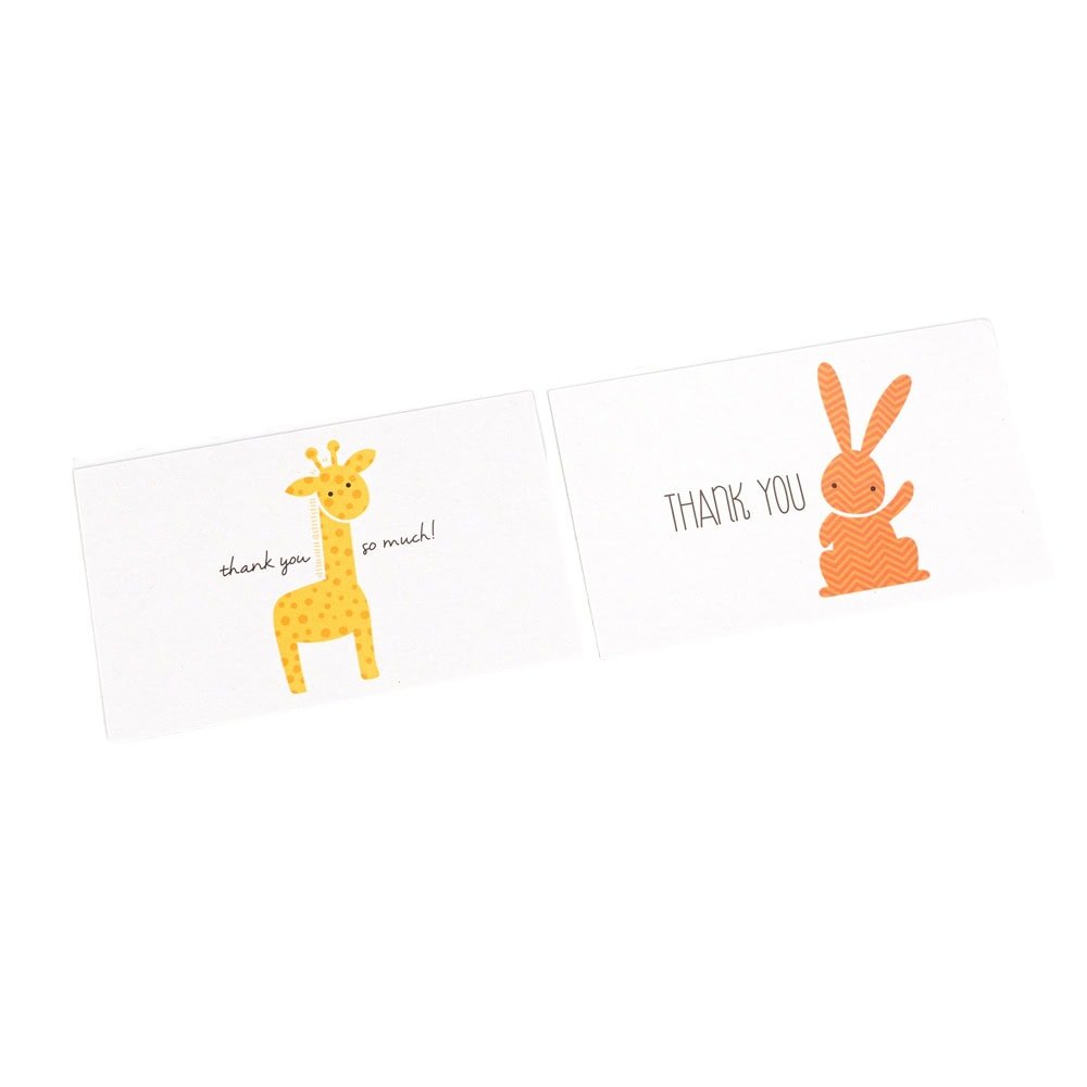 Felicitări hârtie pentru copii cu mesaj Thank you - model girafă (set 50 buc) - CraftUp