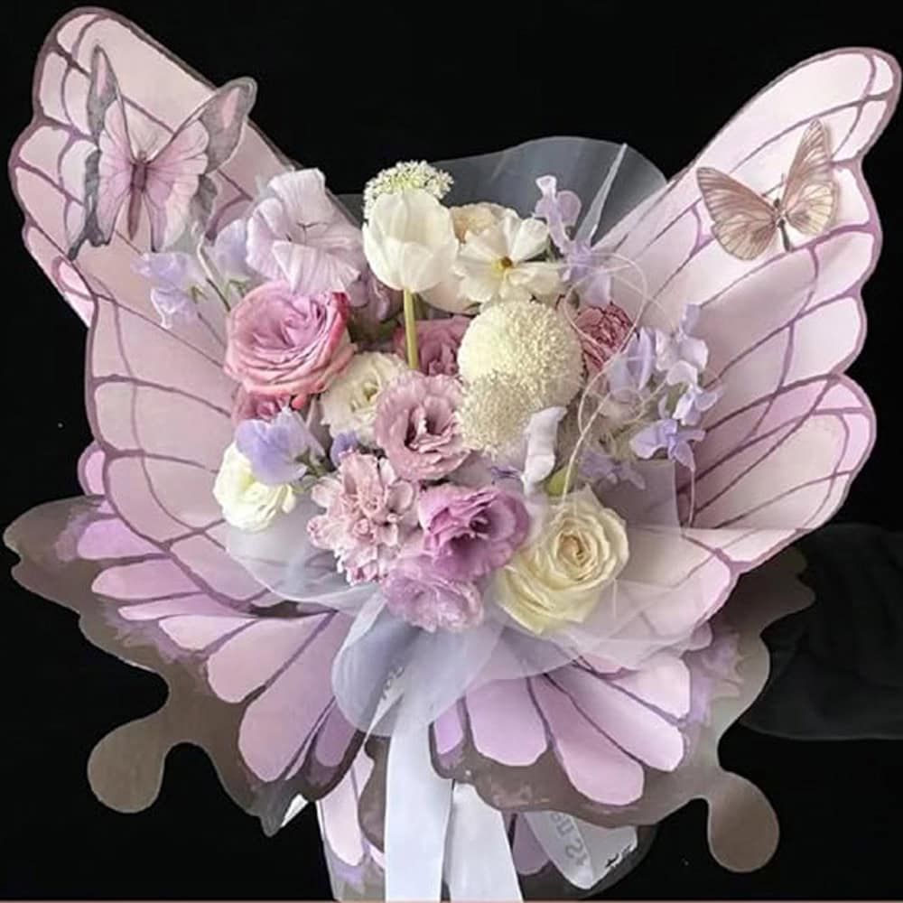 Foi de ambalat decorative model aripi de fluture - mov (set 10 buc) - CraftUp