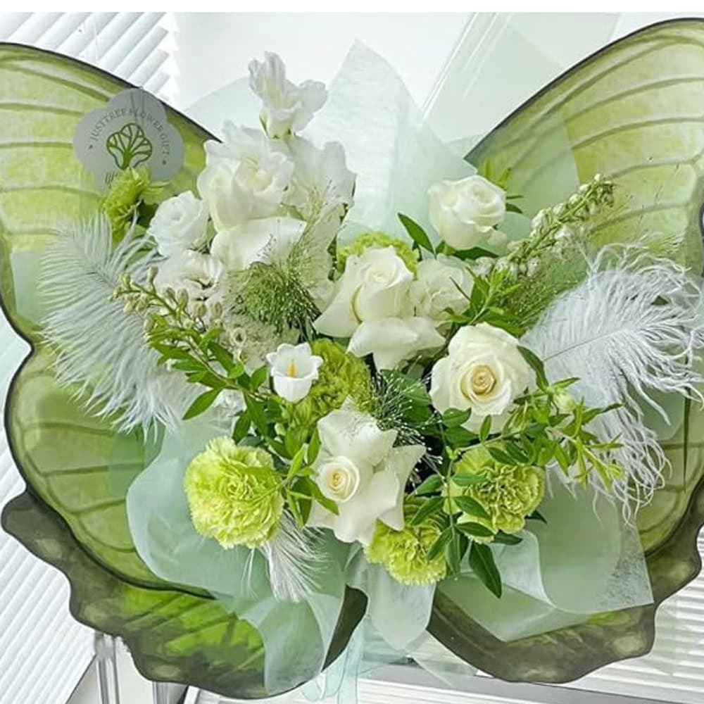 Foi de ambalat decorative model aripi de fluture - verde (set 10 buc) - CraftUp
