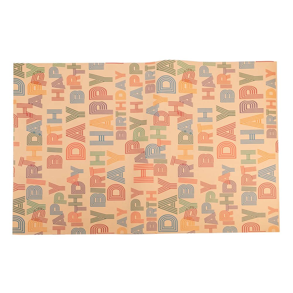 Foi hârtie de ambalat kraft - model 1 mesaj Happy Birthday (set 50 buc) - CraftUp