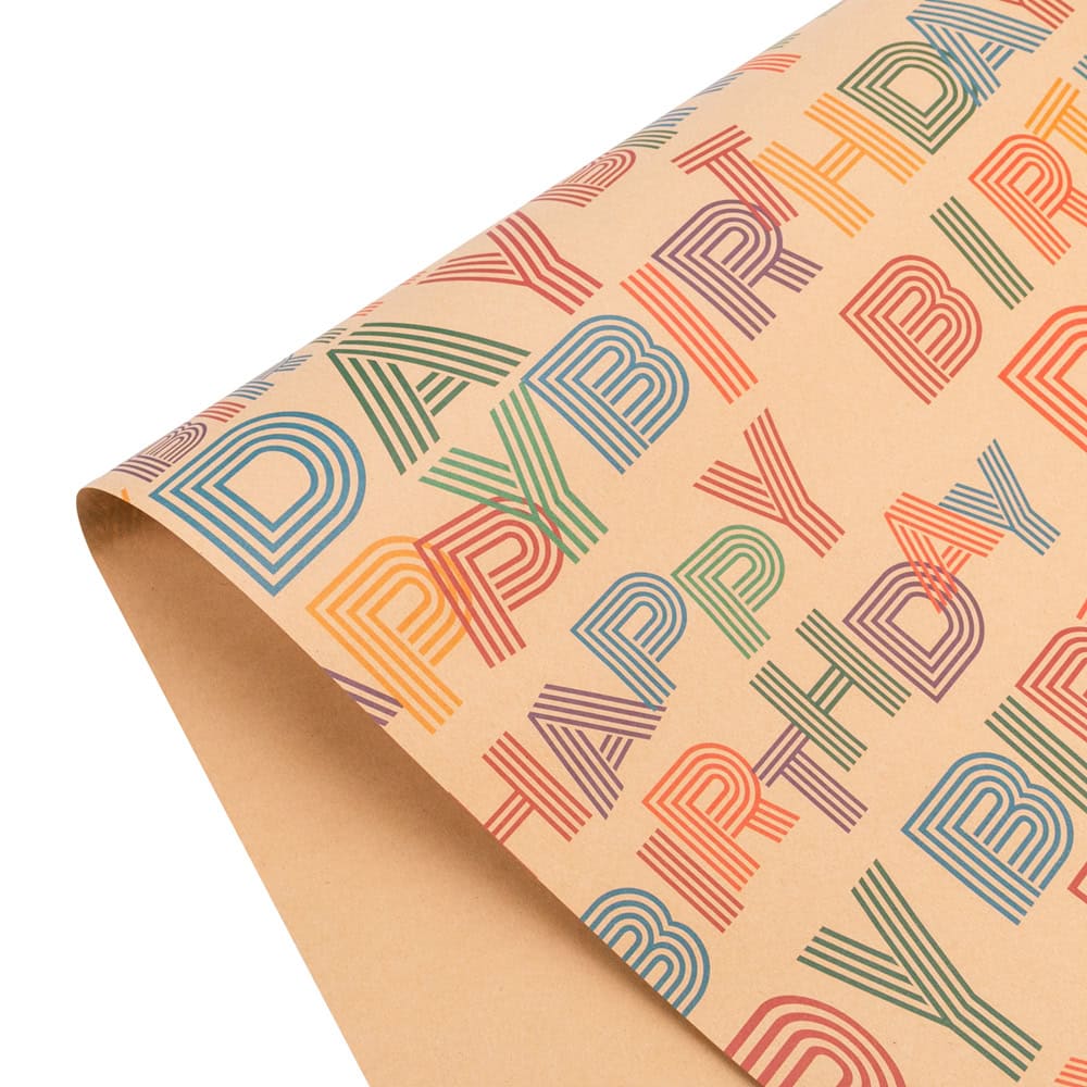 Foi hârtie de ambalat kraft - model 1 mesaj Happy Birthday (set 50 buc) - CraftUp