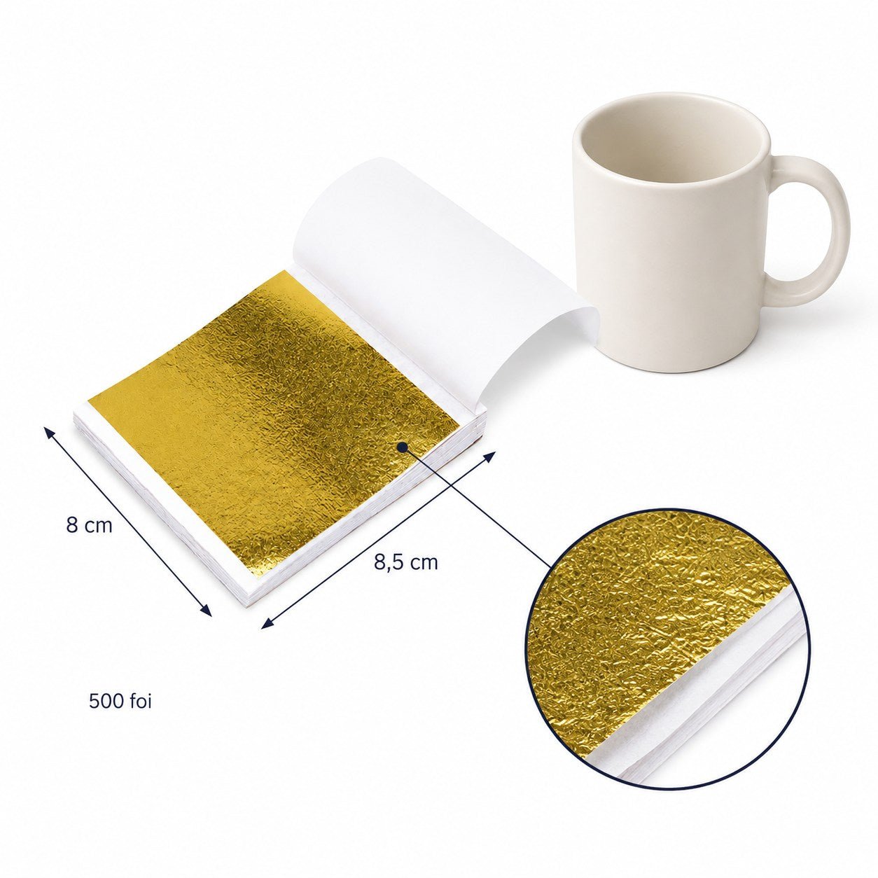 Foi imitație aur pentru proiect DIY (500 foi) - CraftUp