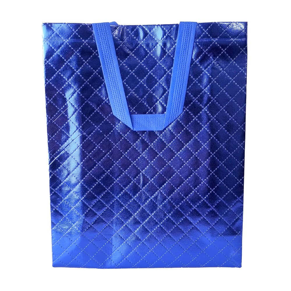Geantă lucioasă non - woven cu țesătura romb 30x36cm - albastru - CraftUp