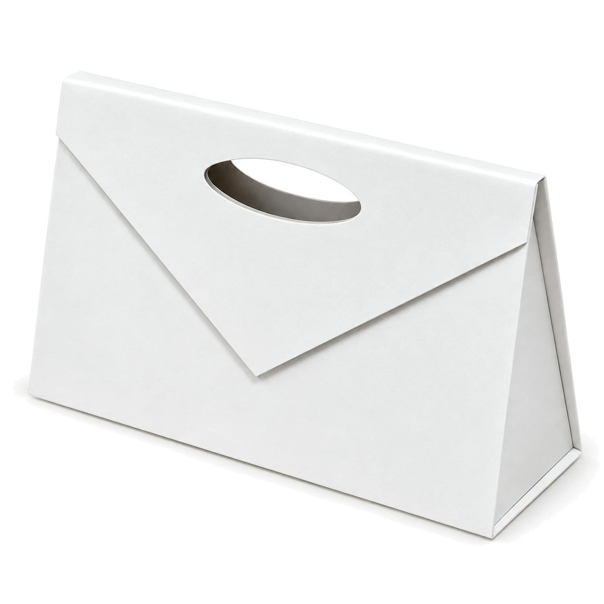 Gentuță cadou din carton tare cu închidere magnetică și mâner decupat - alb - CraftUp