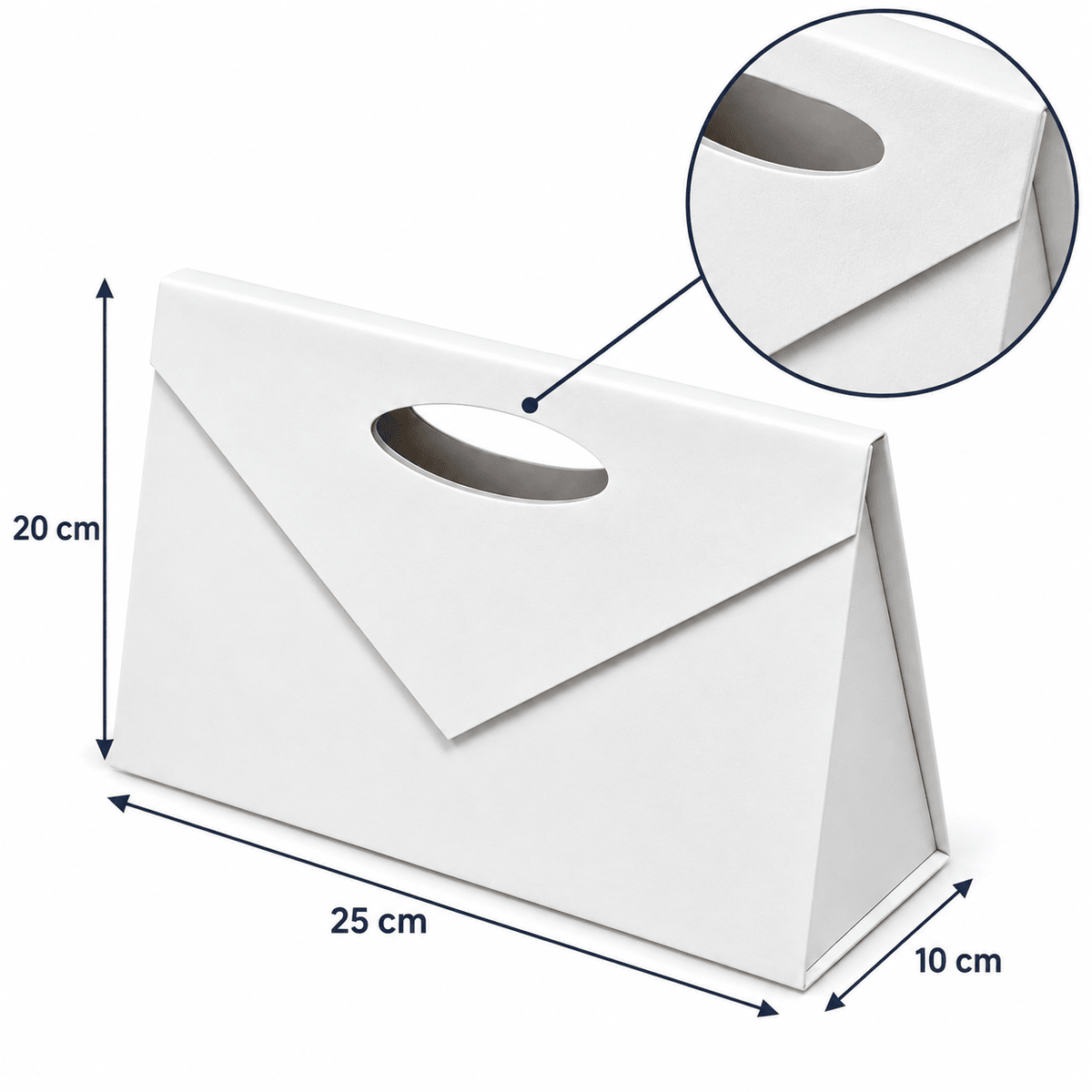 Gentuță cadou din carton tare cu închidere magnetică și mâner decupat - alb - CraftUp