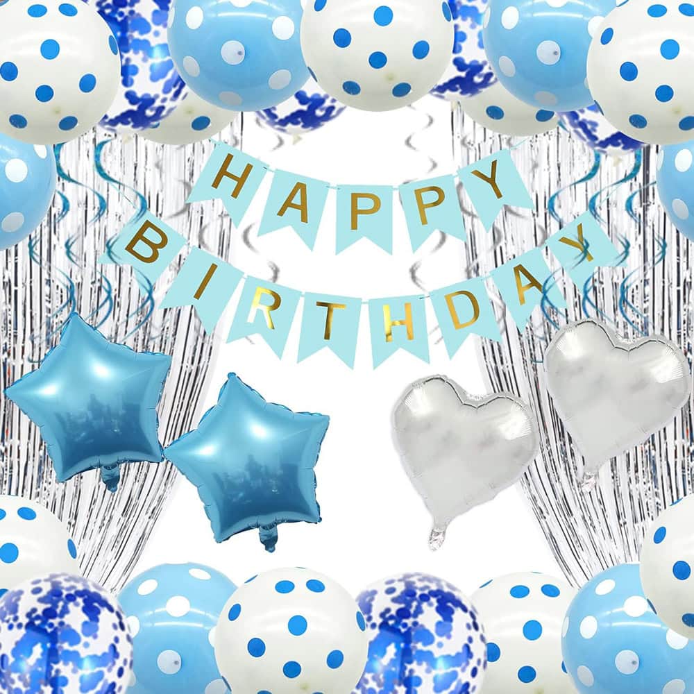 Ghirlandă hârtie cu litere pentru petrecere cu mesaj Happy Birthday - bleu - CraftUp
