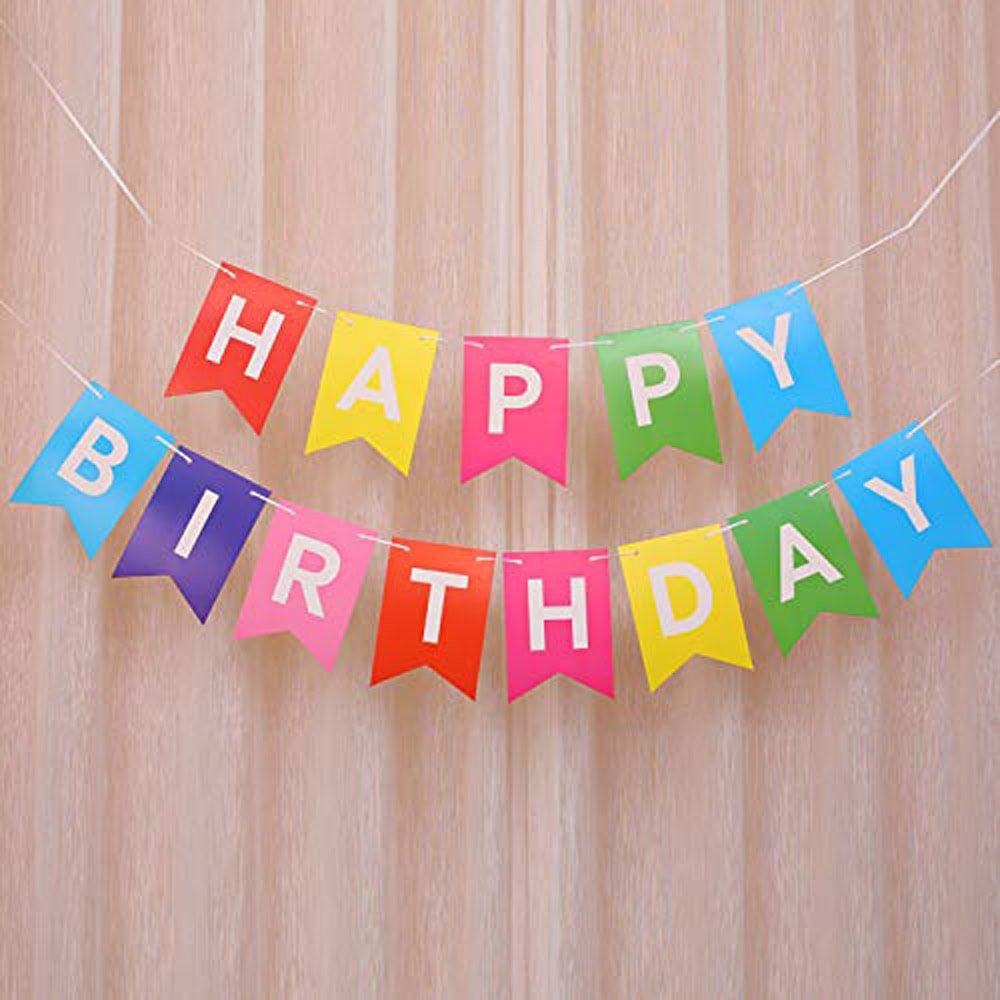 Ghirlandă hârtie cu litere pentru petrecere cu mesaj Happy Birthday - multicolor - CraftUp