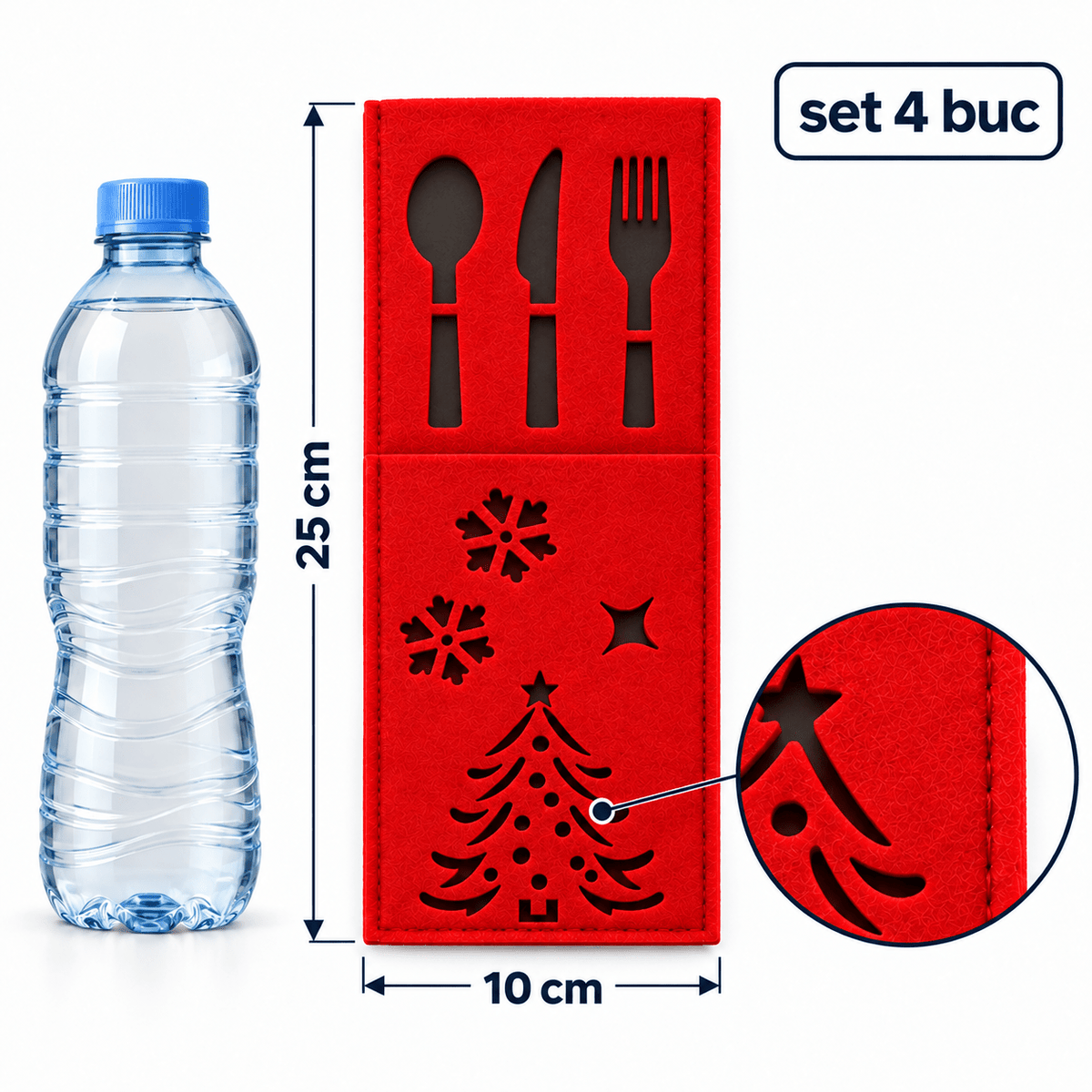 Huse decorative pentru tacâmuri de Crăciun - roșu (set 4 buc) - CraftUp