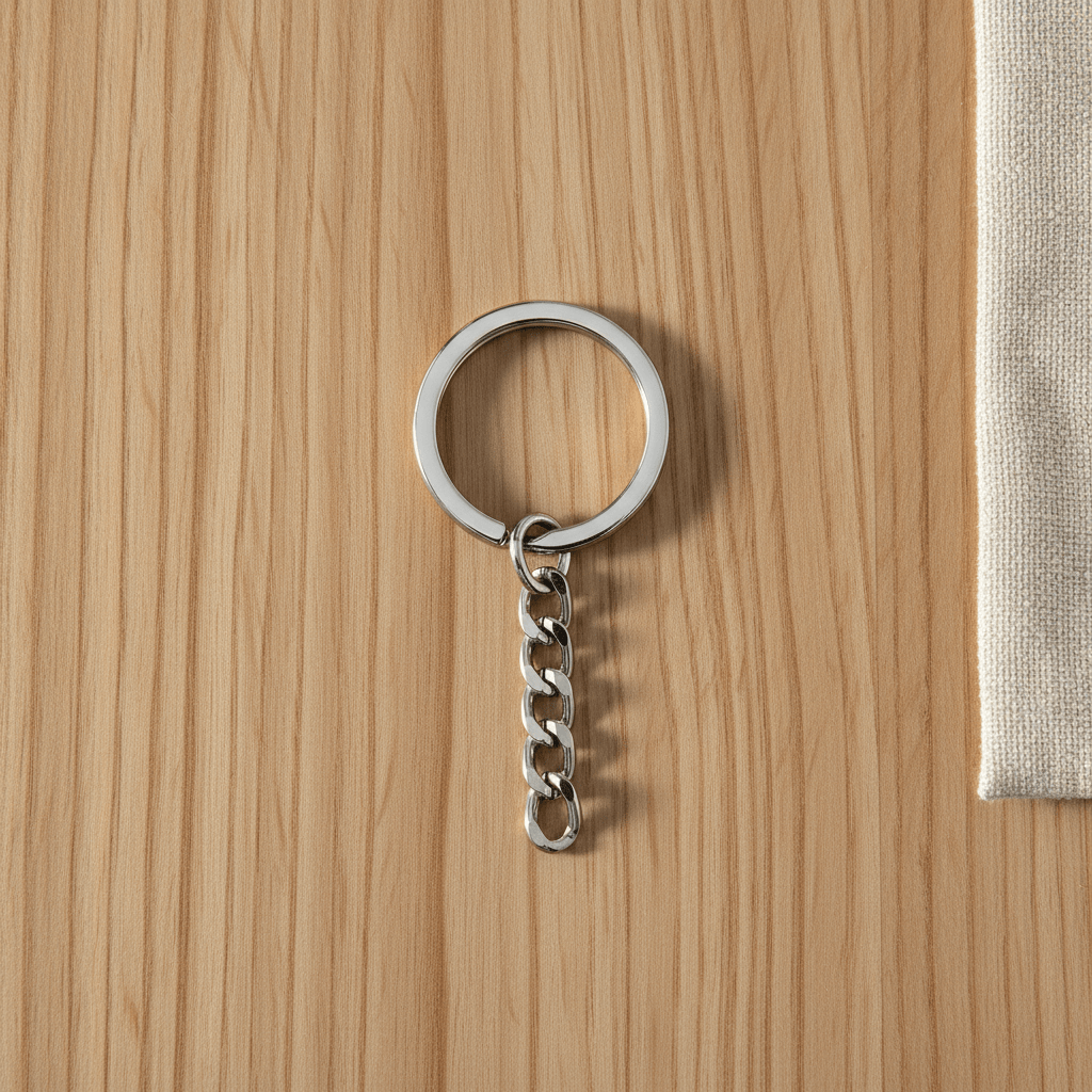 Inele breloc argintii 2.5cm cu lanț (200 buc) - CraftUp