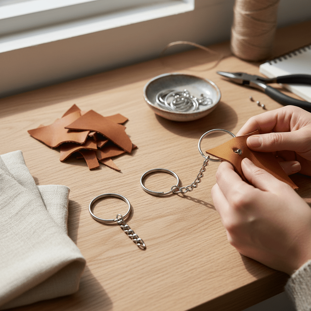 Inele breloc argintii 2.5cm cu lanț (200 buc) - CraftUp