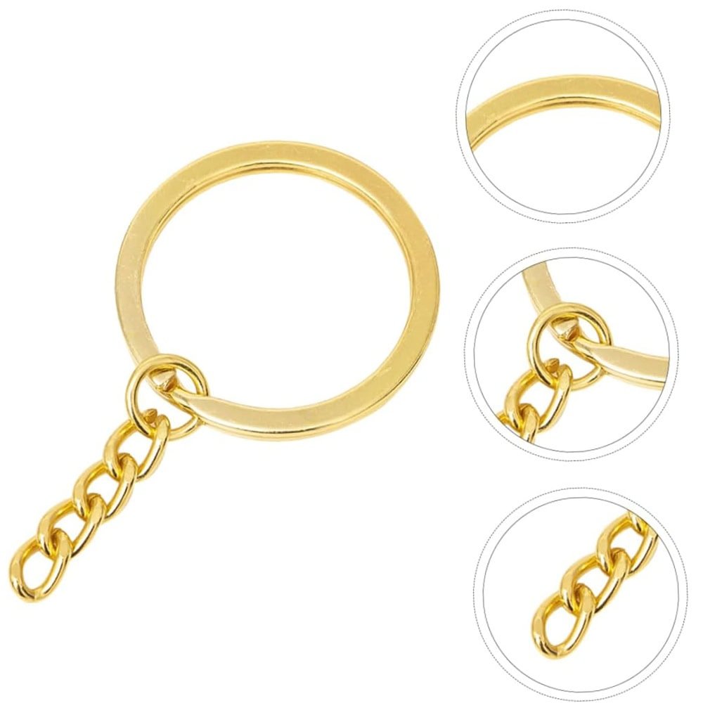 Inele breloc aurii 2.5cm cu lanț (set 200 buc) - CraftUp