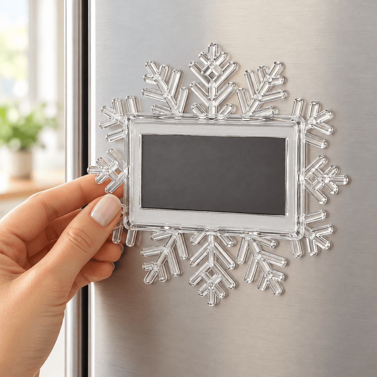 Magnet frigider cu ramă foto fulg de zăpadă - transparent - CraftUp