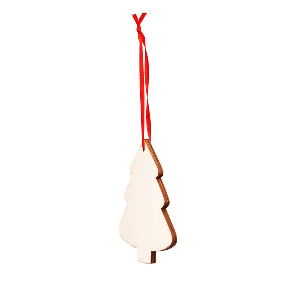 Ornament brad din lemn - șnur roșu - CraftUp