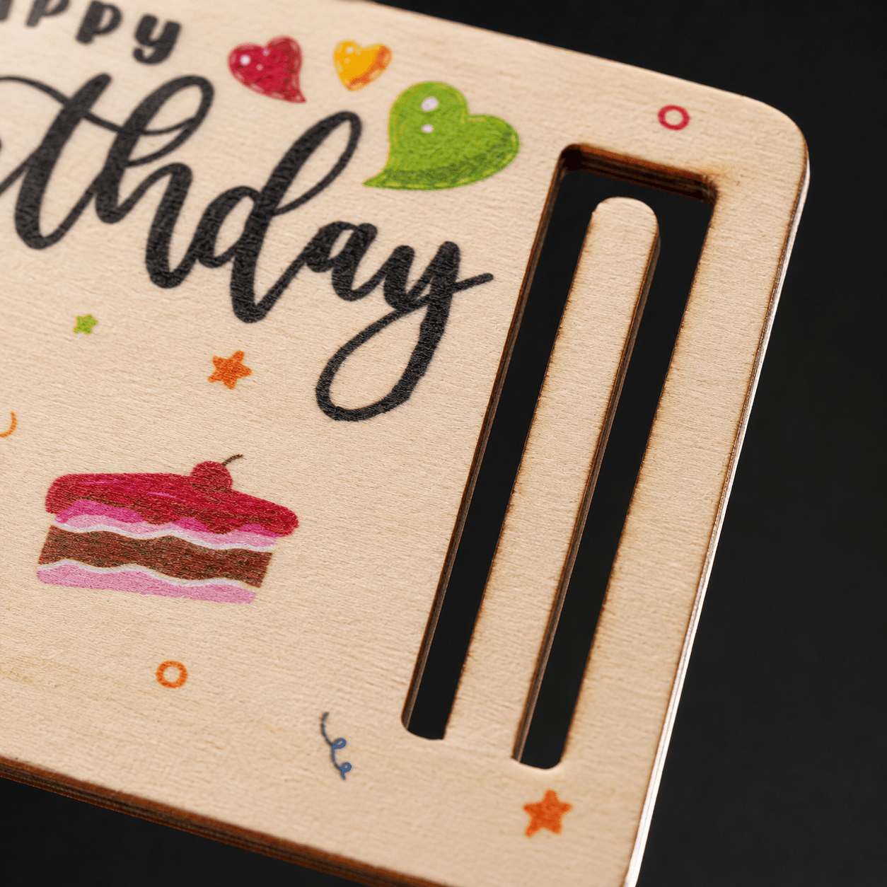 Plăcuță din lemn pentru bani Happy Birthday - CraftUp
