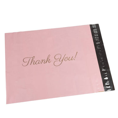 Plicuri curierat cu mesaj Thank You - roz (set 100 buc)