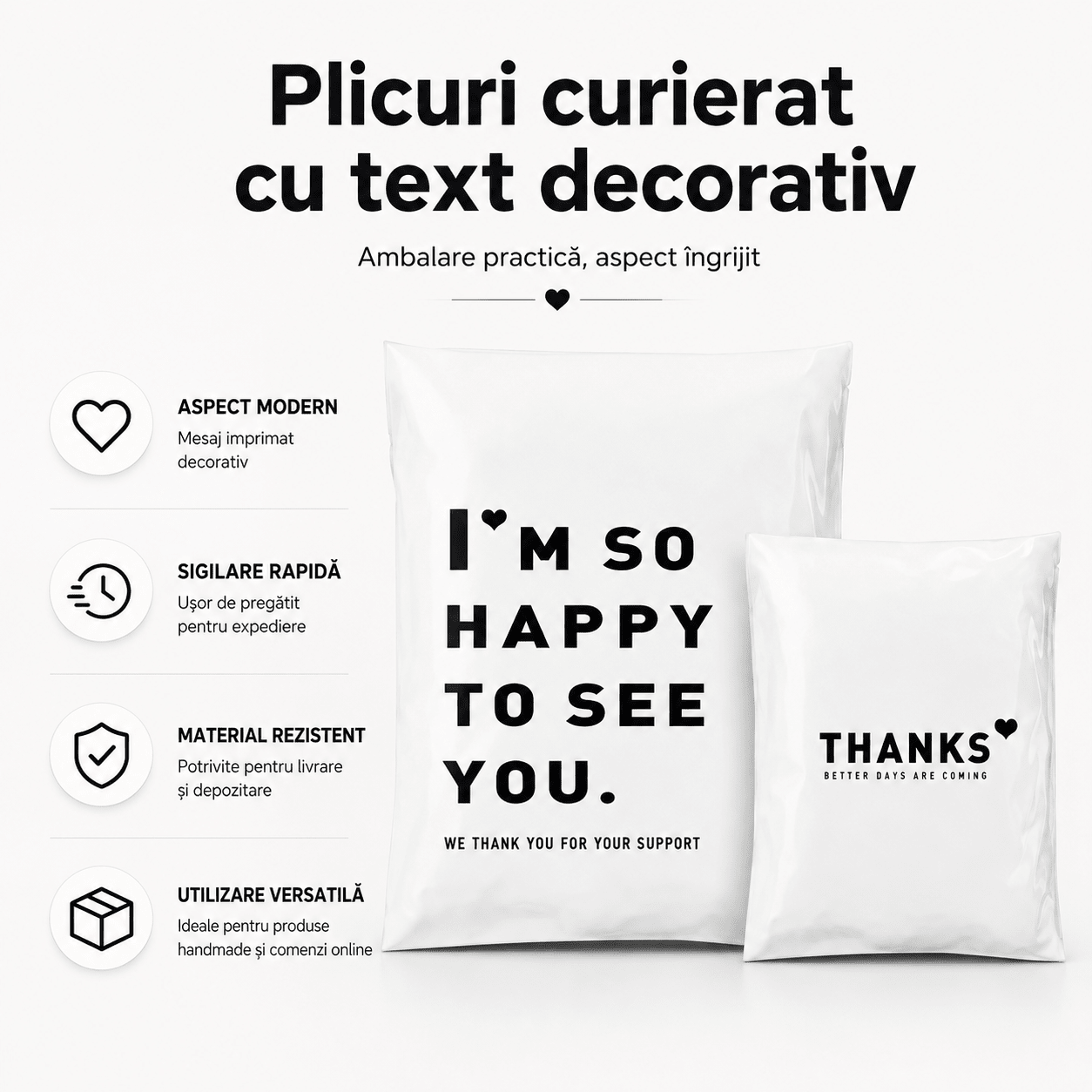 Plicuri curierat cu text decorativ (set 100 buc) - CraftUp