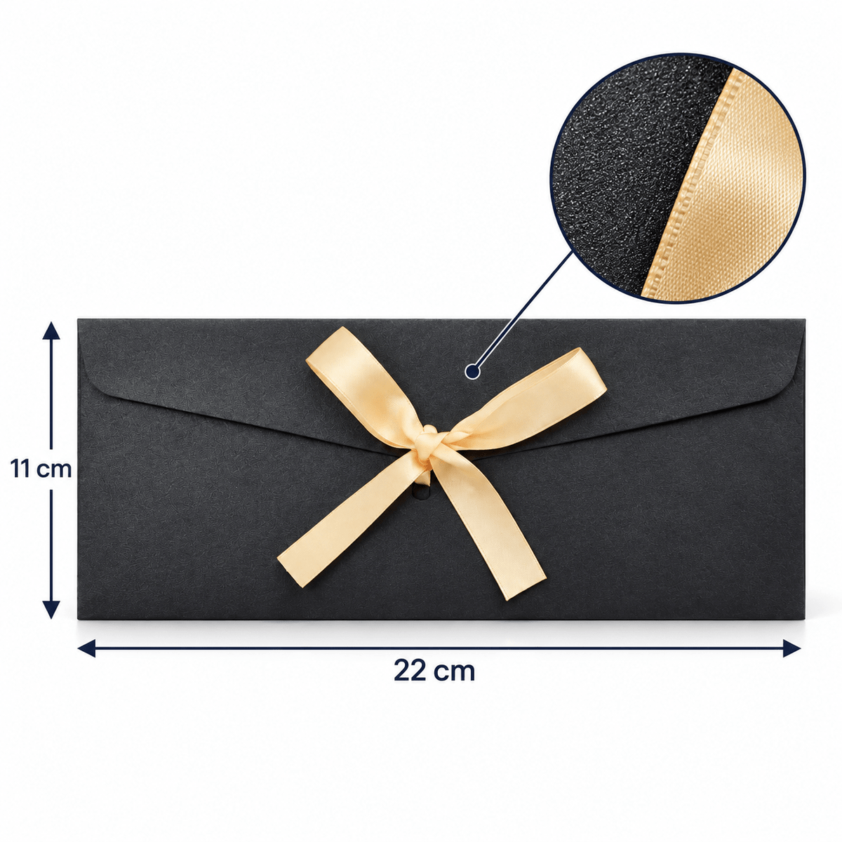Plicuri sidefate cu fundiță din satin - negru (set 10 buc) - CraftUp