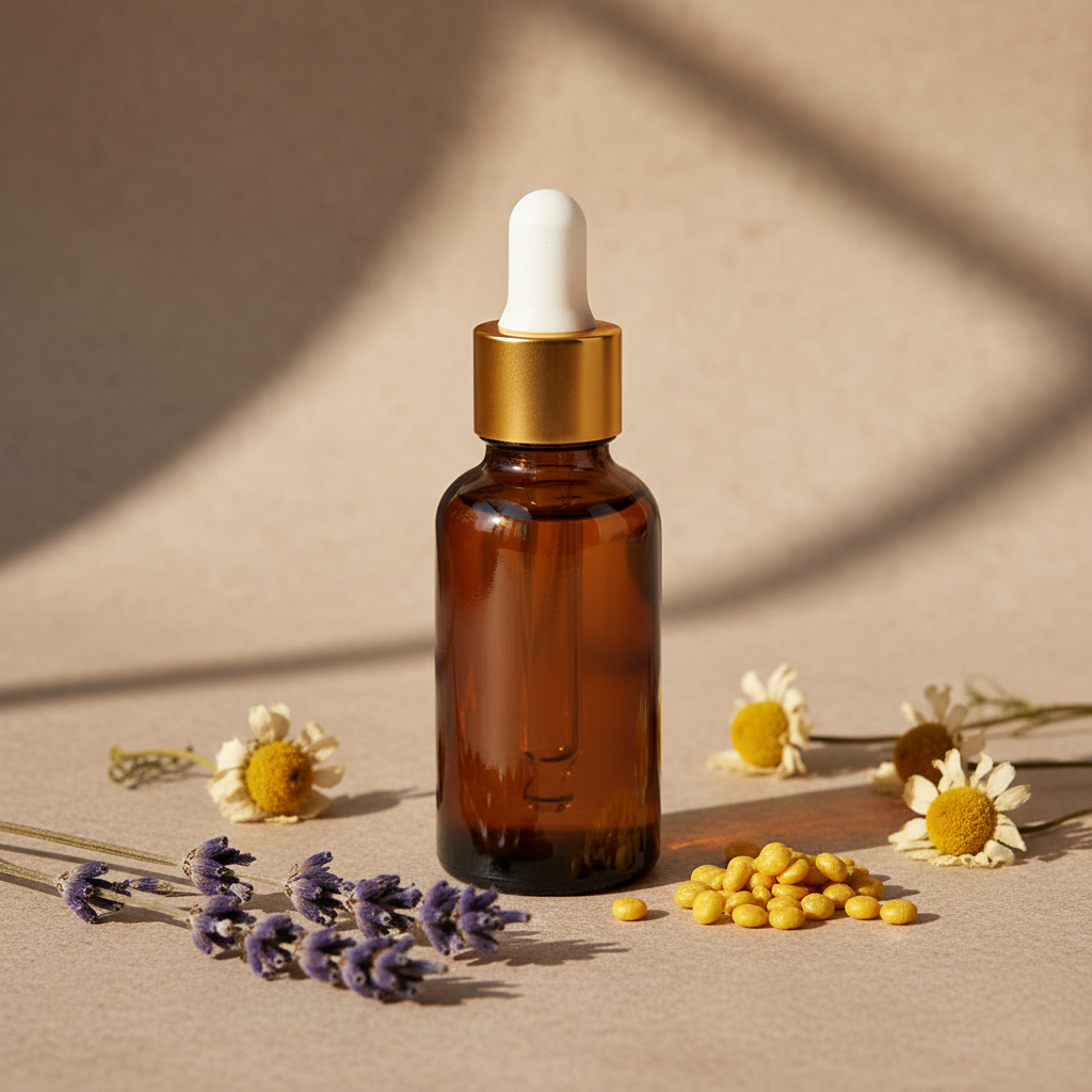 Sticluță ambră reutilizabilă cu pipetă și capac alb-auriu