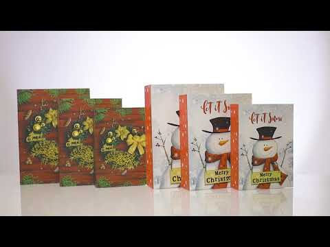 Set 3 cutii carte de Crăciun – model om de zăpada