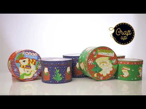 Set 3 cutii rotunde Crăciun – Moș plimbăreț