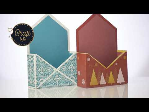 Cutie tip plic de Crăciun - model brazi