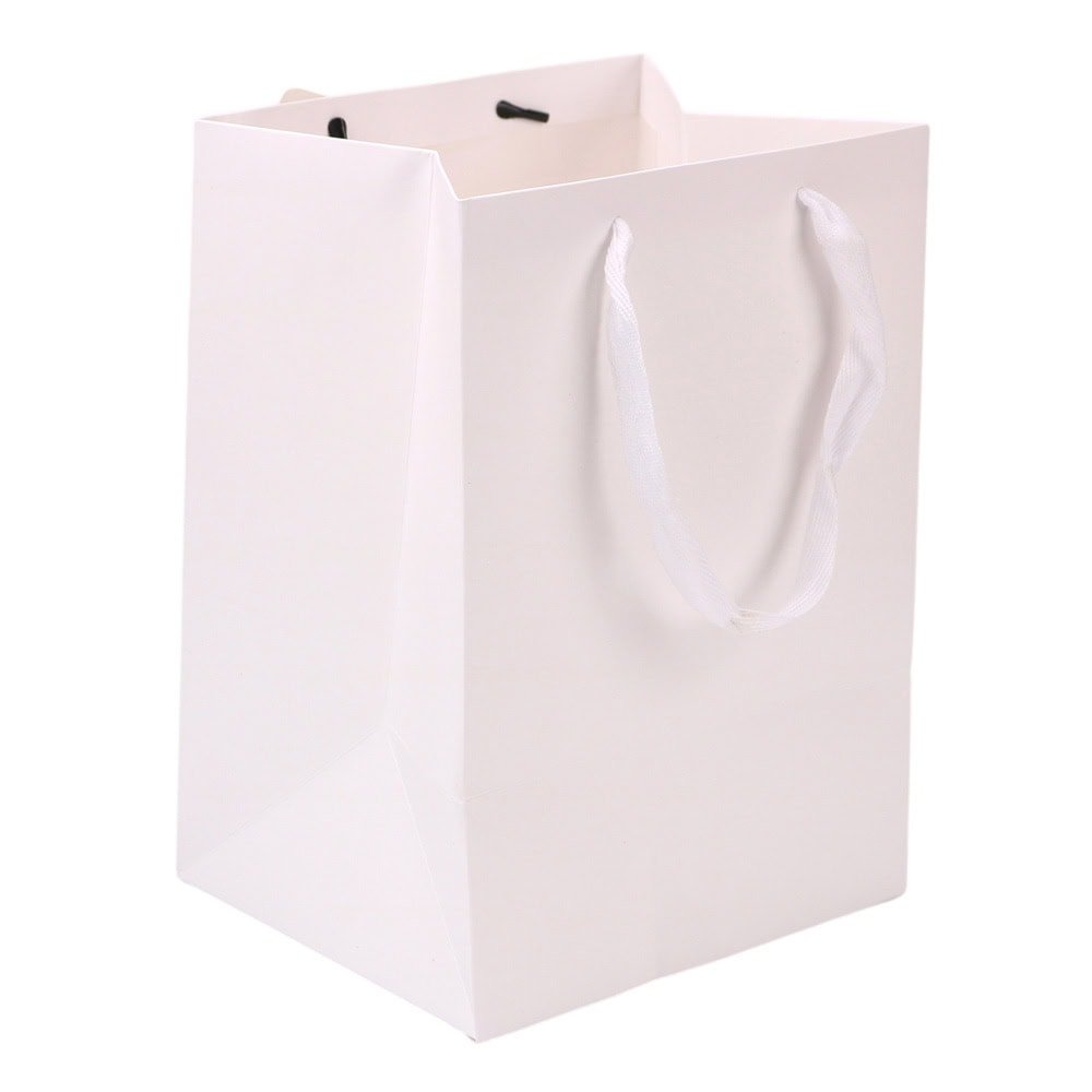 Pungi cadou cu fereastră și fundă - alb (set 12 buc) - CraftUp