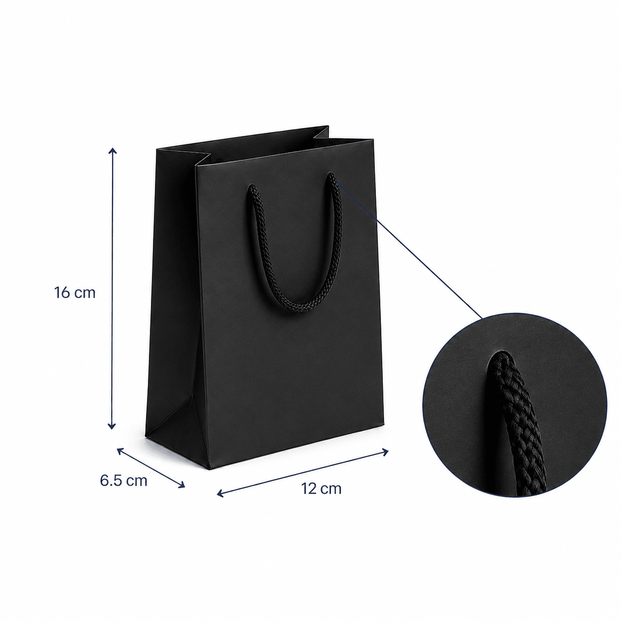 Pungi cadou dreptunghiulare uni - negru (set 12 buc) - CraftUp