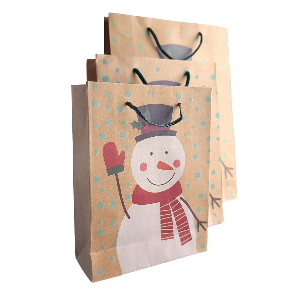 Pungi cadou kraft Crăciun model aleatoriu (set 12 buc) - CraftUp
