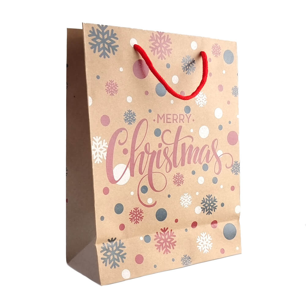 Pungi cadou kraft Crăciun model aleatoriu (set 12 buc) - CraftUp