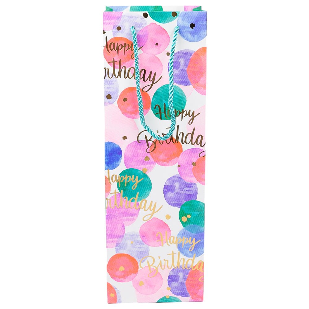 Pungi colorate pentru sticle cu mesaj Happy Birthday, mix 4 modele (set 12 buc) - CraftUp