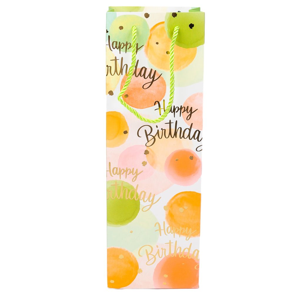 Pungi colorate pentru sticle cu mesaj Happy Birthday, mix 4 modele (set 12 buc) - CraftUp