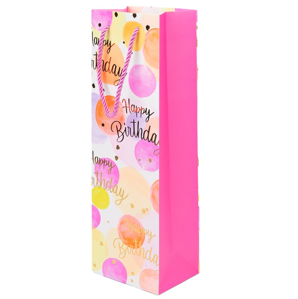 Pungi colorate pentru sticle cu mesaj Happy Birthday, mix 4 modele (set 12 buc) - CraftUp