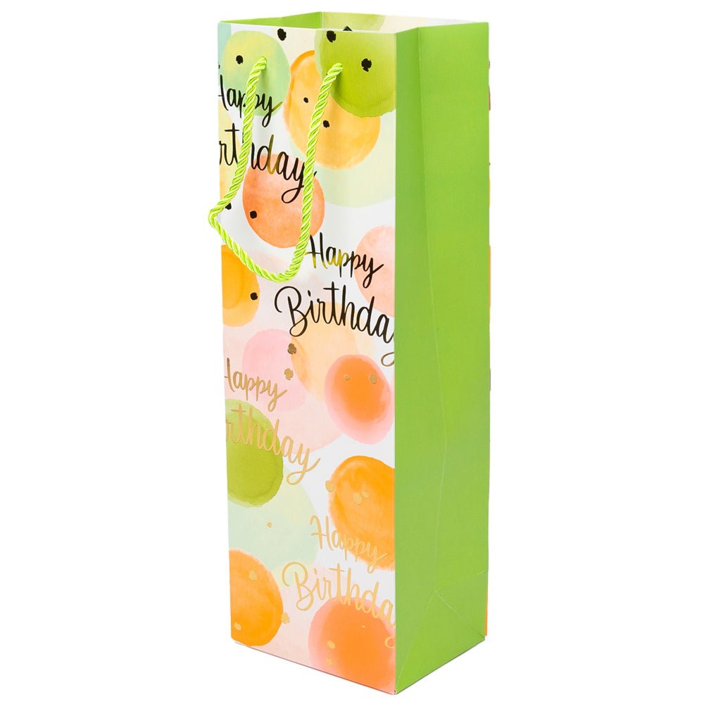 Pungi colorate pentru sticle cu mesaj Happy Birthday, mix 4 modele (set 12 buc) - CraftUp