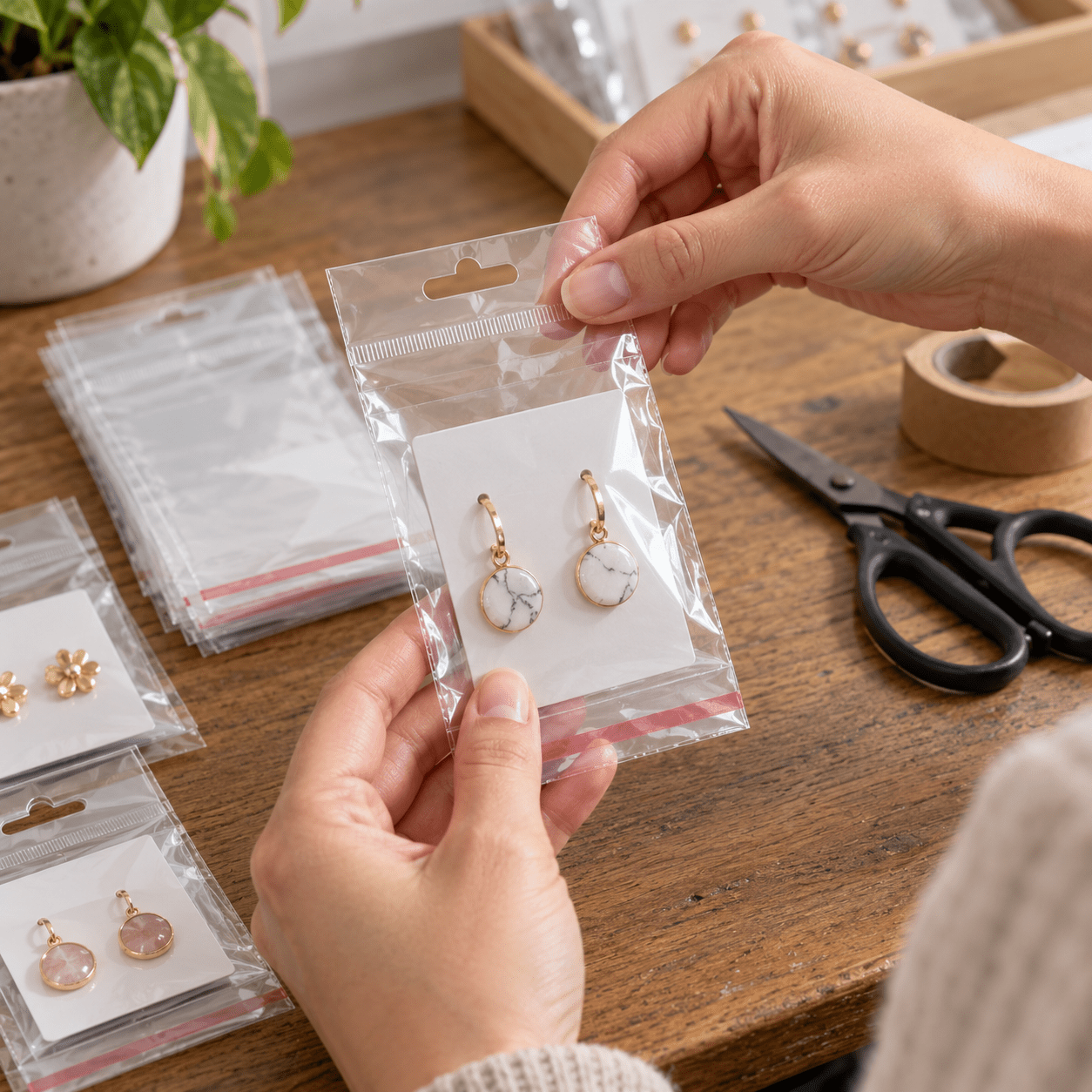 Pungi cu agățătoare și clapetă adezivă - transparent (set 1000 buc) - CraftUp