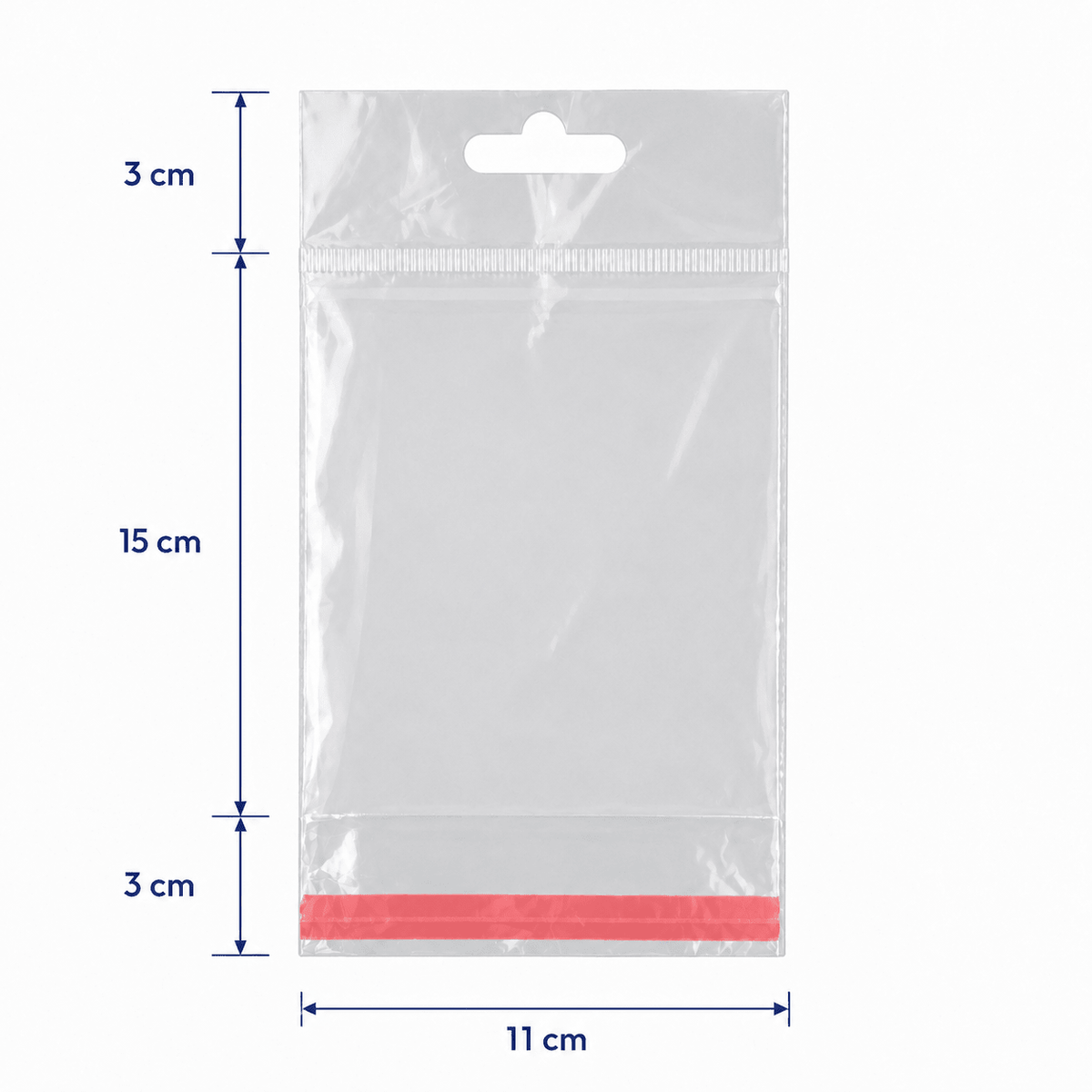 Pungi cu agățătoare și clapetă adezivă - transparent (set 1000 buc) - CraftUp