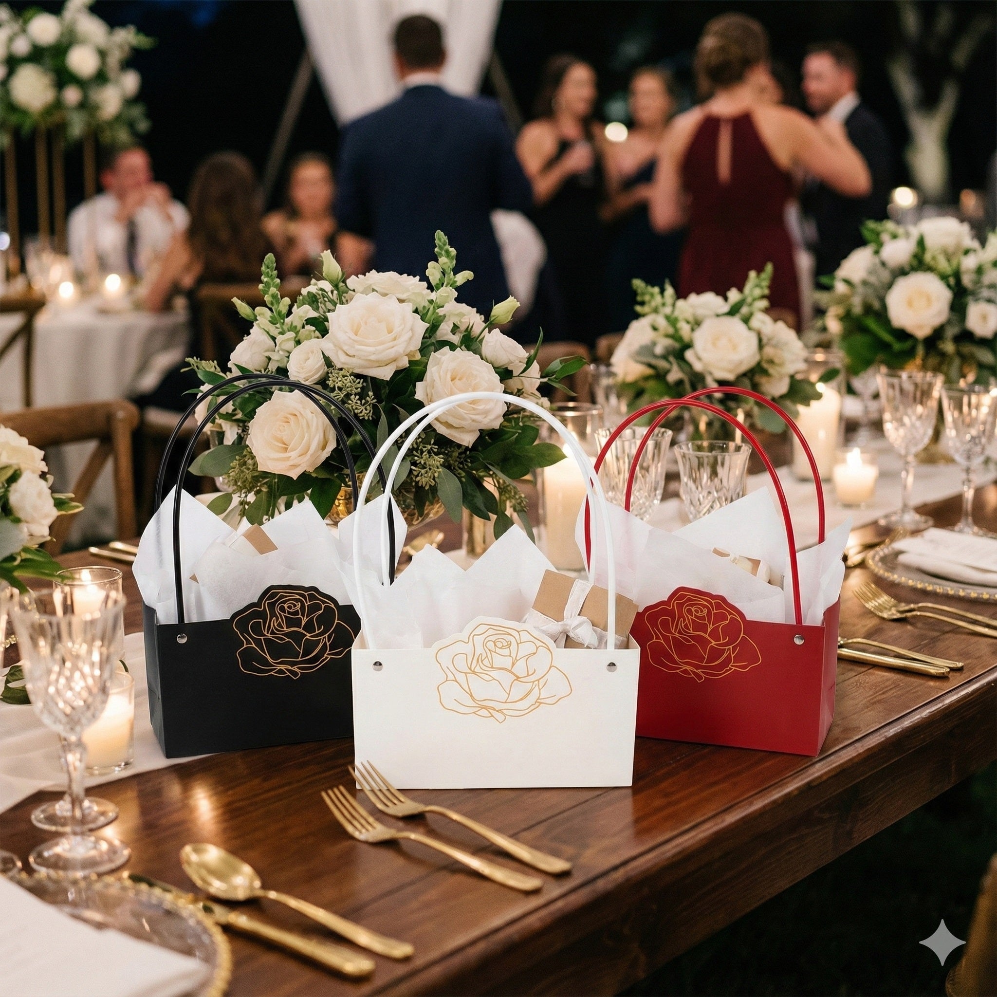 Pungi de cadou cu design trandafir (set 10 buc) - CraftUp