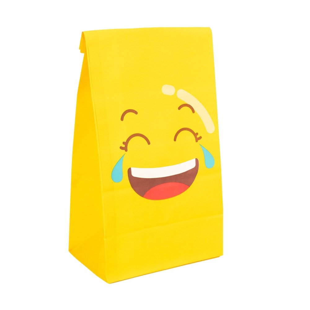 Pungi dreptunghiulare model emoticoane și sticker - galben (set 24 buc) - CraftUp