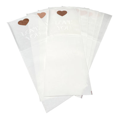 Pungi hârtie pentru flori Love you - alb (set 10 buc)