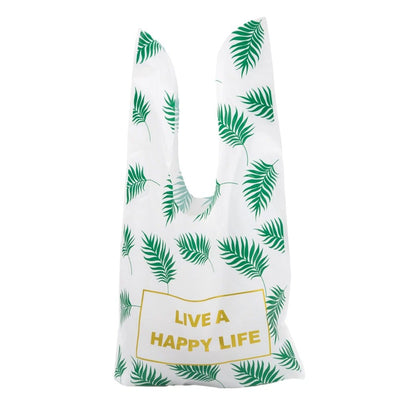Pungi plastic model iepuraș cu mesaj Live a happy life - verde (set 50 buc)