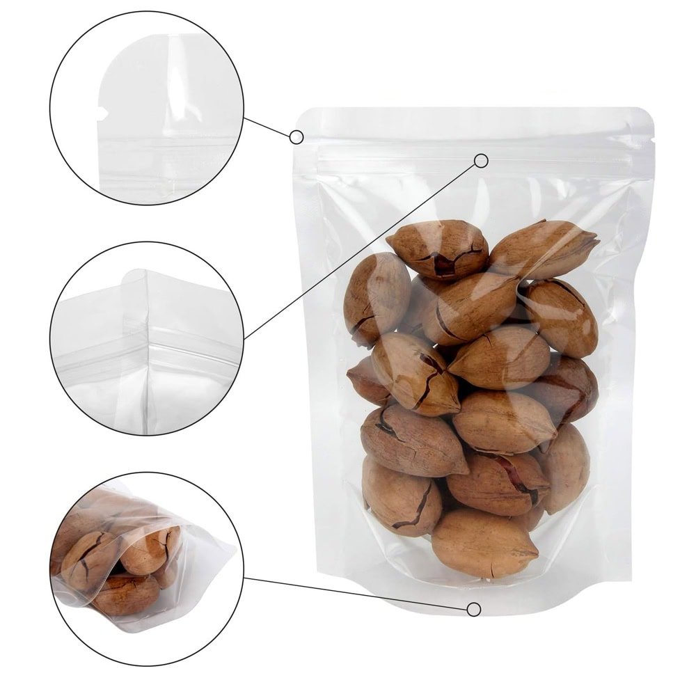 Pungi stand up transparente reutilizabile cu fermoar (set 100 buc) - CraftUp