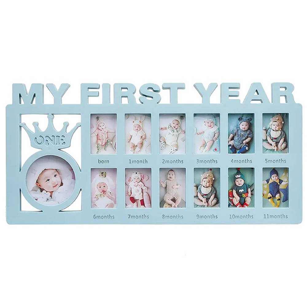 Ramă foto colaj 12 poze - model My First Year - bleu - CraftUp