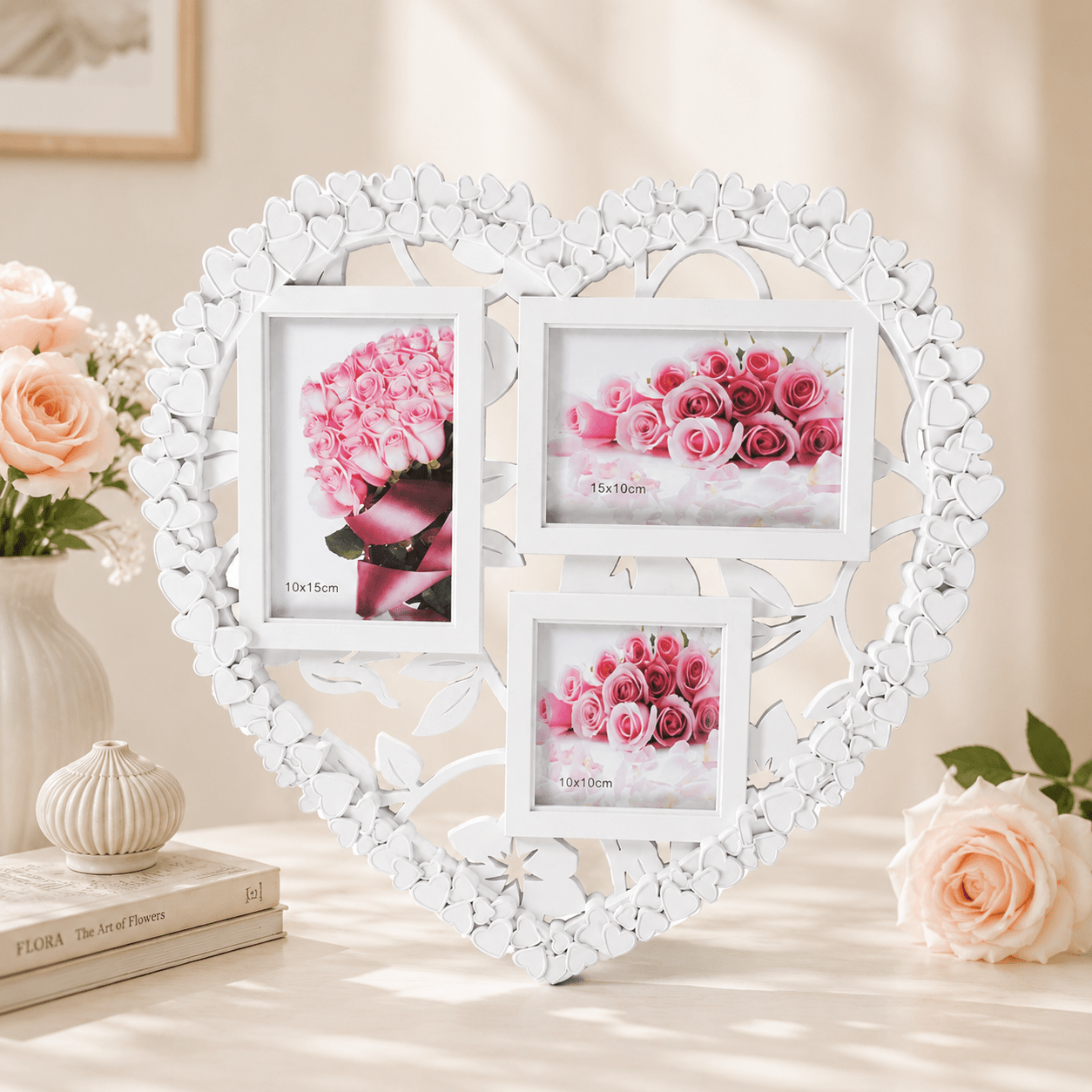 Ramă foto colaj 3 poze - model Heart - CraftUp