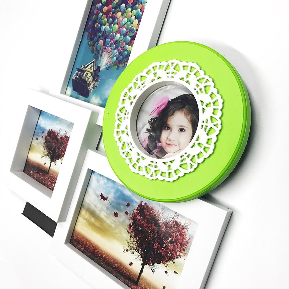 Ramă foto colaj 4 poze - verde - CraftUp