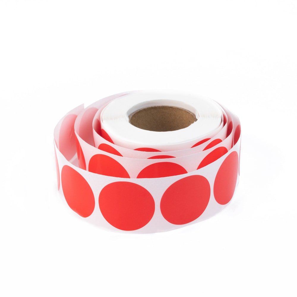 Rolă 500 stickere blank rotunde 2.5cm - roșu - CraftUp