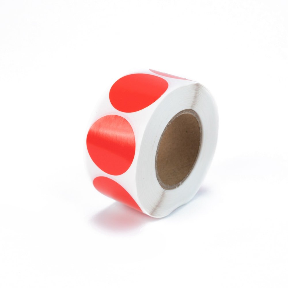 Rolă 500 stickere blank rotunde 2.5cm - roșu - CraftUp