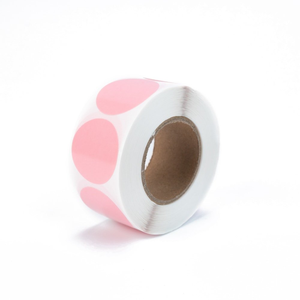 Rolă 500 stickere blank rotunde 2.5cm - roz - CraftUp