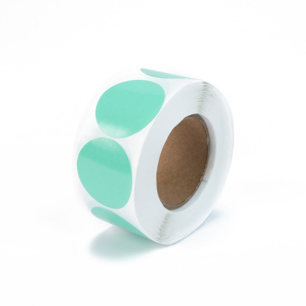 Rolă 500 stickere blank rotunde 2.5cm - turcoaz - CraftUp
